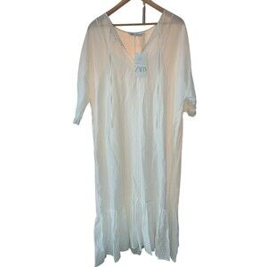 Zara Join Life White Maxi Dress Women’s Size Large NWT Loose Fit Boho Summer